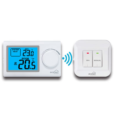 Large LCD Screen White Color Wireless Digital Room Thermostat With NTC Sensor