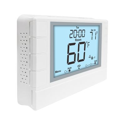 Precise Temperature Heat Pump Thermostat with Orange Backlight 4 Programmable Periods 2 Heat/2 Cool Stages