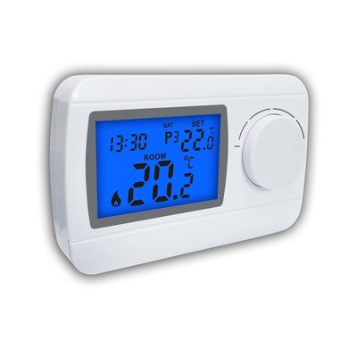 Floor Heating Thermostat Wireless Room Thermostat in White with LCD Display
