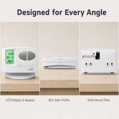 Conventional Or Boilers Wireless 7 Day Room Thermostat Featuring Compact 86 X 86 X 26 Mm Receiver Dimensions And 6W Power Consumption