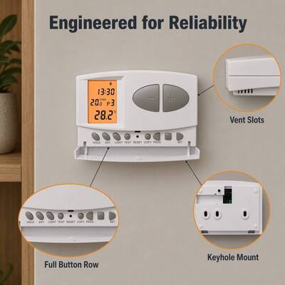 OFF System Operation Mode Wireless Boiler RF Programmable Thermostat 130 X 80 X 35 Mm Compact Size Ideal for Commercial HVAC Control Solutions