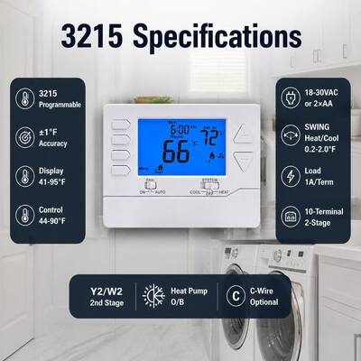 Riseem 2 Heat 2 Cool 24V Programmable Electronic Room Thermostat Temperature Control