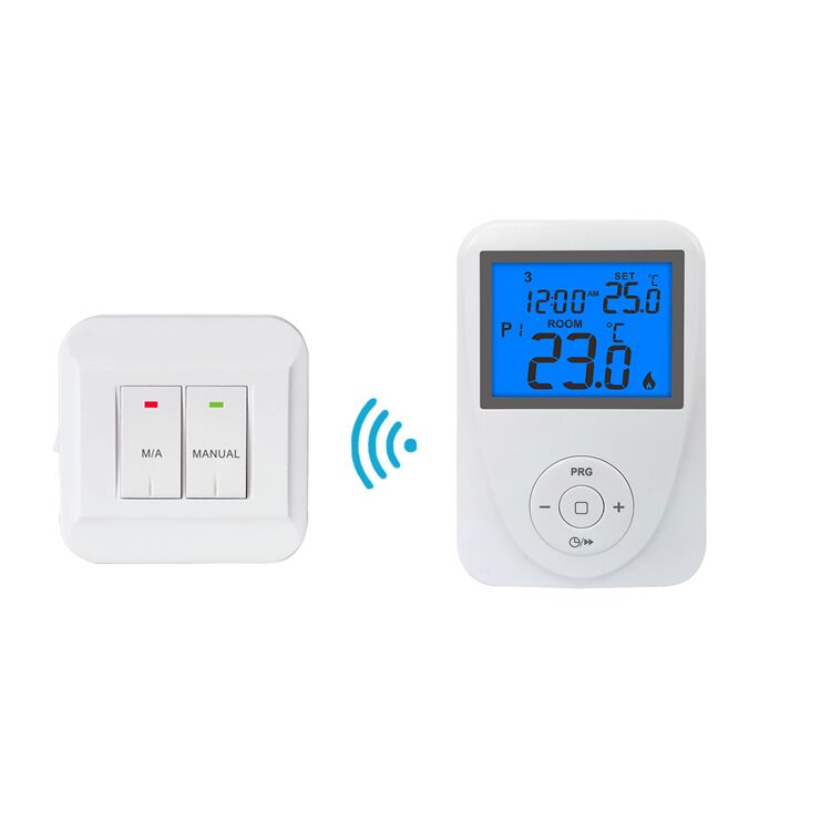 Anti flammable PC ABS Wireless 7 Day Boiler Thermostat 230V Load Rating suitable for commercial property managers seeking HVAC control devices
