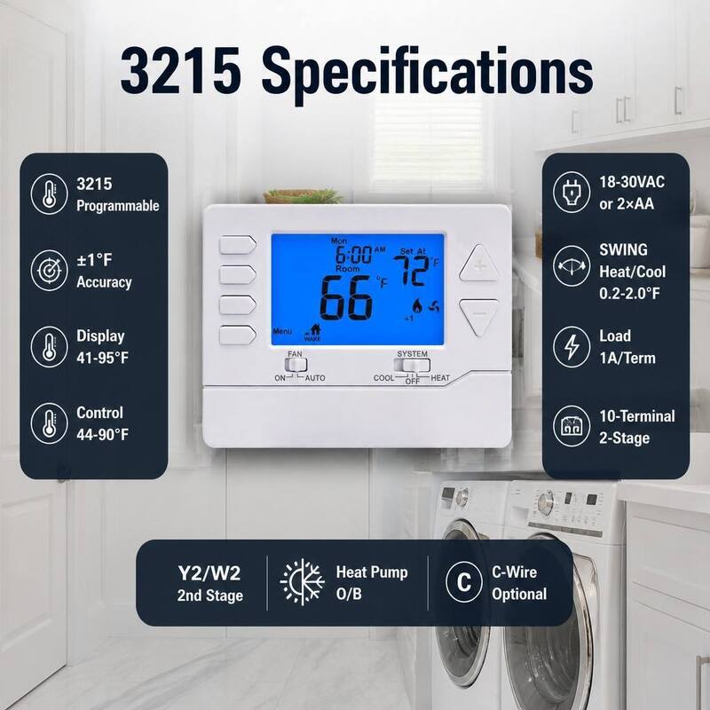 Riseem 2 Heat 2 Cool 24V Programmable Electronic Room Thermostat Temperature Control