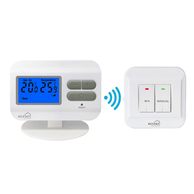 Riseem Blu o Arancio Nero Luce RF Termostato Con Interruttore Automatico / Manuale