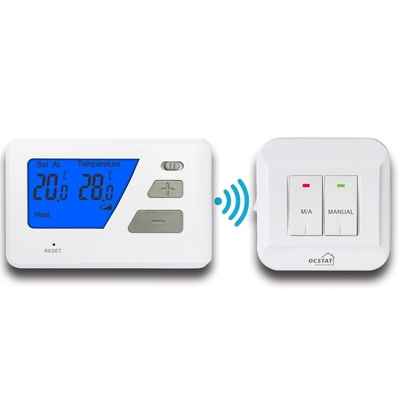 Riseem Blue Backlight RF Digital Non Programmable Thermostat Per Caldaie Con Indicatore Basso Bat