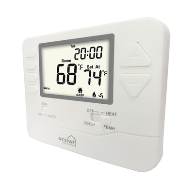 Termostato a pompa di calore programmabile elettrico LCD a 24 V con riscaldamento di emergenza