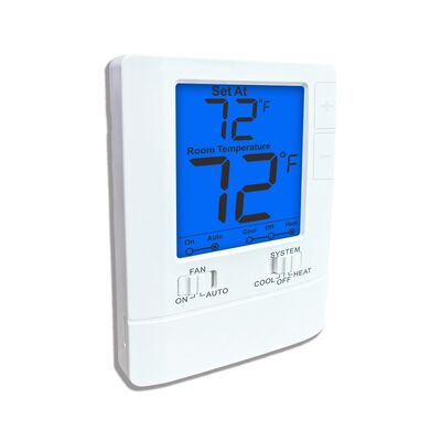 Termostato ambiente cablato con display digitale LCD Intervalli di temperatura da 32°F a 99°F Colore retroilluminazione Bianco Blu Verde Soluzione per il controllo HVAC