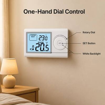Riseem 230V Camera cablata HVAC Termostato domestico non programmabile con livello di protezione IP20