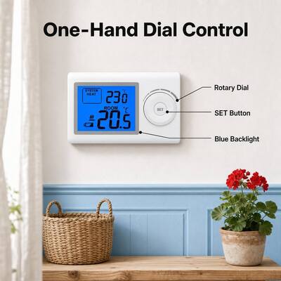 Riseem 230VAC Controller di temperatura non programmabile termostato di sala caldaia