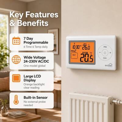 Caldaia ad aria calda integrata per la casa intelligente che offre caratteristiche di controllo della temperatura, termostato e risparmio energetico progettate per soluzioni di riscaldamento