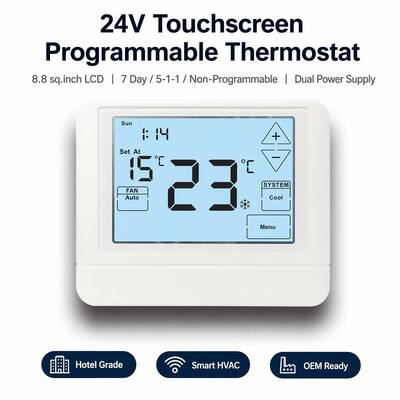 Termostato digitale HVAC programmabile Camera elettronica a batteria LCD 24V Termostato che offre retroilluminazione Colore Bianco Blu Verde e Controllo della temperatura Intervalli da 44°F a 90°F 7°C a 32°C per le soluzioni climatiche
