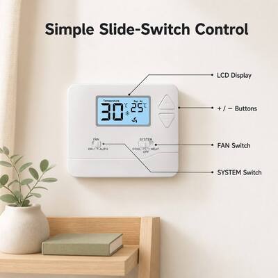 Termostato ambiente programmabile cablato Riseem, intervallo di temperatura 5-35°C, perfetto per qualsiasi stanza