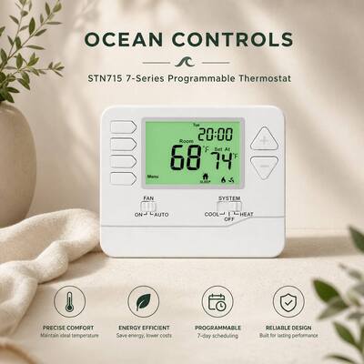 Programmazione a 24V o a Batteria Termostato Programmabile 7 Giorni Multi-Stadio Dotato di Ampio Display LCD Montaggio a Parete o Scatola di Derivazione Migliora l'Efficienza Energetica