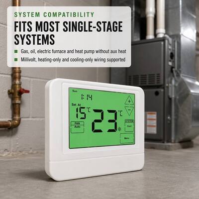 Riscaldamento e raffreddamento 24V touch screen programmabile camera cablata termostato a batteria sistema di climatizzazione HVAC adatto