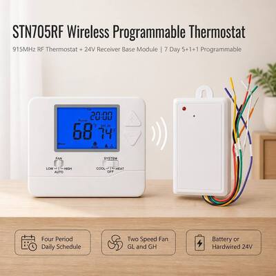 Termostato RF programmabile wireless PTAC 24V 1 H 1 C RF per hotel per controllo della temperatura 915MHZ