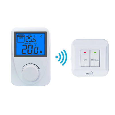 Riseem Blue Backlight Caldaia a gas RF wireless Termostato non programmabile con interruttore di riscaldamento / spegnimento / raffreddamento