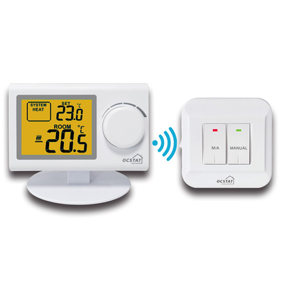 Riseem semplice caldaia elettronica termostato di stanza wireless luce di fondo verde per il sistema HVAC