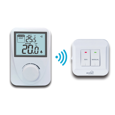 Riseem Controller di temperatura della sala di riscaldamento RF a colore bianco per caldaie elettriche CE ROHS