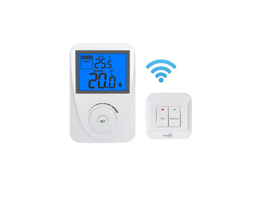 Riseem 230V Wireless Digital HVAC RF Room Thermostat Temperature Controller per caldaie