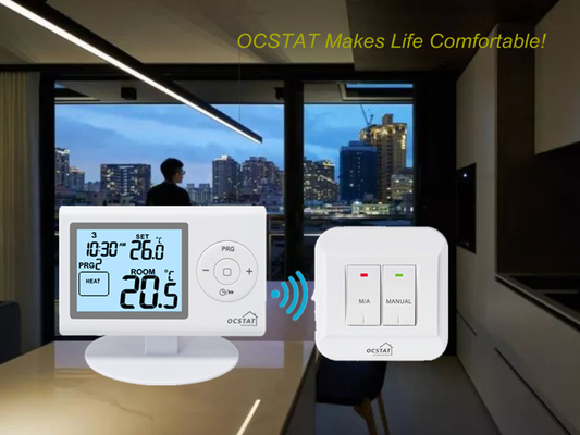 Riseem Bianco Colore OEM / ODM Digital programmabile RF Room Termostato per sistemi HVAC