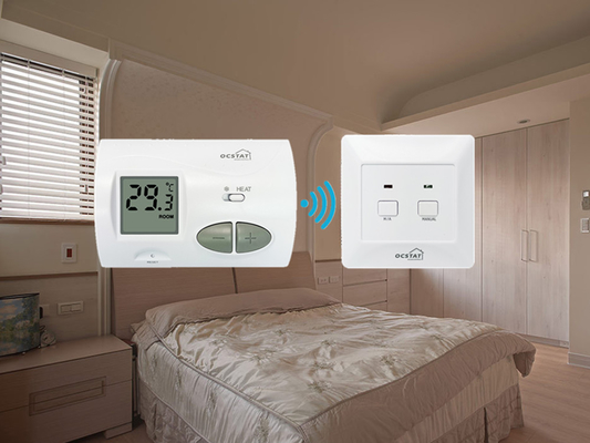 Riseem Green Backlight RF Electric Room Termostato semplice per il riscaldamento 2 * AA Batteria di taglia