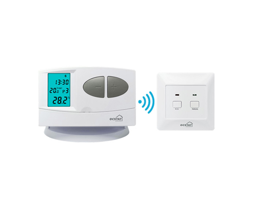 Riseem Wireless Push Button Display LCD Controllo condizionatore di aria riscaldamento hvac RF 7 giorni termostato programmabile per caldaia a gas